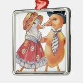 Vintag Duck Couple Silbernes Ornament (Links)