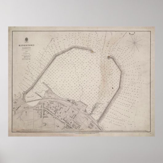 Vintag Dun Laoghaire Ireland Map (1857) Poster (Vorne)