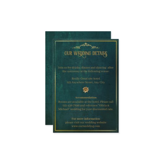 Vintag Dunkelgrün Begleitkarte (Vorderseite/Rückseite Beispiel)