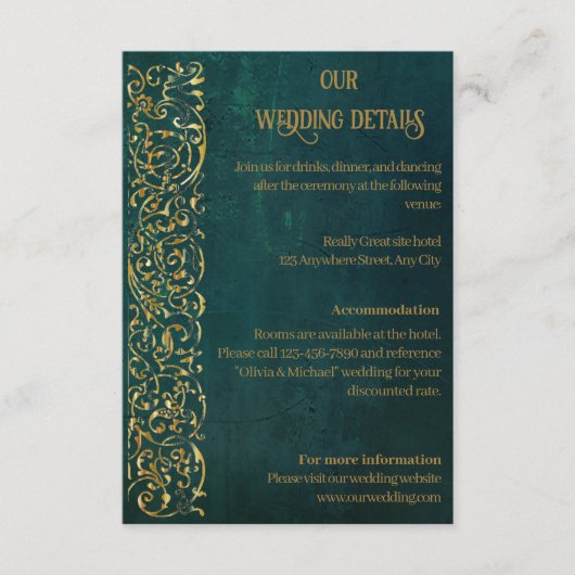 Vintag Dunkelgrün Begleitkarte (Vorderseite)