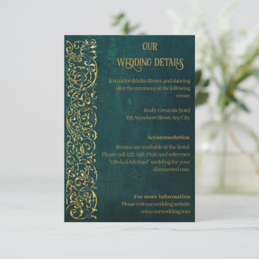 Vintag Dunkelgrün Begleitkarte (Stehend Vorderseite)