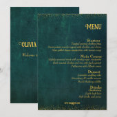 Vintag Dunkelgrün Menükarte (Vorne/Hinten)