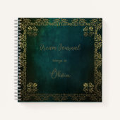 Vintag dunkelgrün mit Goldrahmen Notizblock (Vorderseite)