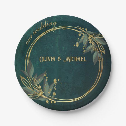 Vintag Dunkelgrün Pappteller (Vorderseite)