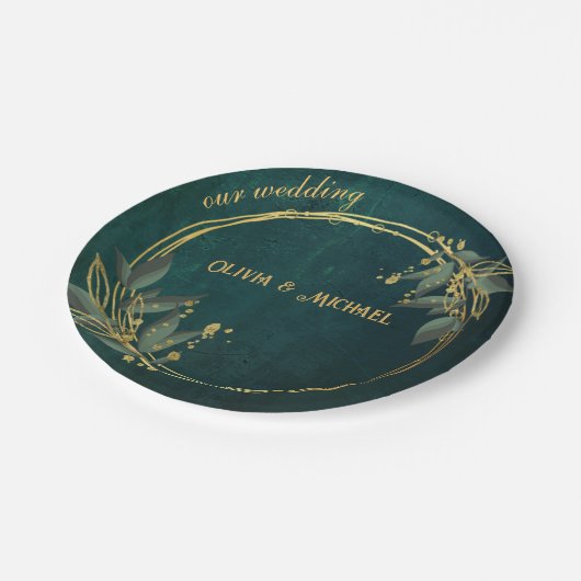 Vintag Dunkelgrün Pappteller (Schrägansicht)