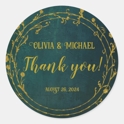 Vintag Dunkelgrün Runder Aufkleber (Vorderseite)