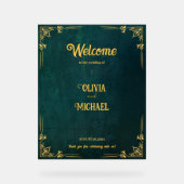 Vintag Dunkelgrün willkommen Acrylschild (Vorderseite)