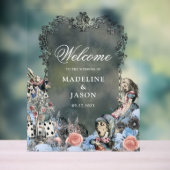 Vintag Dusty Blue Alice im Wunderland Wedding Acrylschild (Neutral)