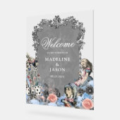 Vintag Dusty Blue Alice im Wunderland Wedding Acrylschild (Winkel)