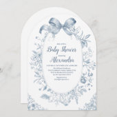 Vintag Dusty Blue Bow Einladung (Vorne/Hinten)