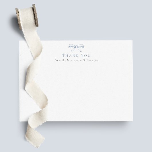 Vintag Dusty Blue Bow Future Mrs. Brautparty Dankeskarte