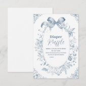 Vintag Dusty Blue Bow Raffle Diapper Begleitkarte (Vorne/Hinten)