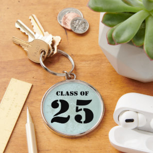 Vintag Dusty Blue Damask Class 2024 Schlüsselanhänger