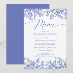 Vintag Dusty Blue Floral Chinoiserie Botanisch Menükarte