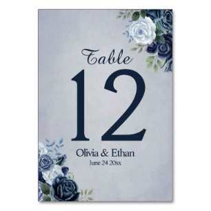 Vintag Dusty Blue Floral Tischnummer