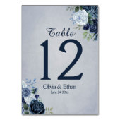 Vintag Dusty Blue Floral Tischnummer (Rückseite)