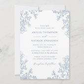 Vintag Dusty Blue Floral Wedding Einladung (Vorderseite)