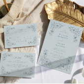 Vintag Dusty Blue Floral Wedding Einladung