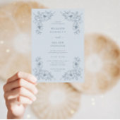 Vintag Dusty Blue Floral Wedding Einladung