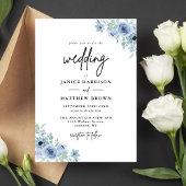 Vintag Dusty Blue Floral Wedding Einladung