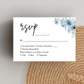 Vintag Dusty Blue Floral Wedding RSVP Karte