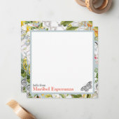 Vintag Dusty Blue Mariposa Personalisierte Notecar Mitteilungskarte (Vorderseite/Rückseite Beispiel)