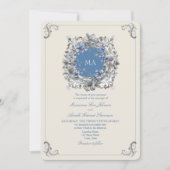 Vintag Dusty Blue Wedding Einladung (Vorderseite)