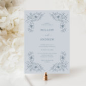 Vintag Dusty Blue Wedding Einladung