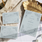 Vintag Dusty Blue Wedding Einladung