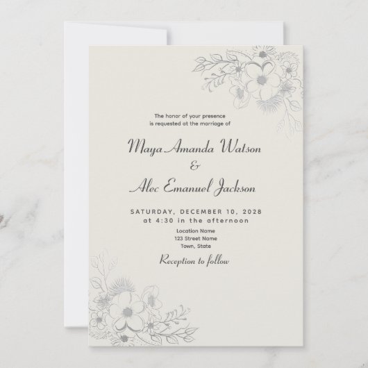 Vintag Dusty Blue Wedding Einladung (Vorderseite)