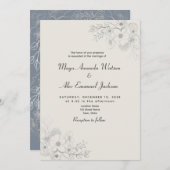 Vintag Dusty Blue Wedding Einladung (Vorne/Hinten)