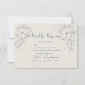 Vintag Dusty Blue Wedding RSVP Karte (Vorderseite)
