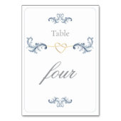 Vintag Dusty Blue Wedding Tischnummer (Rückseite)