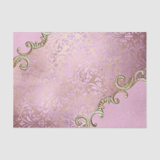 Vintag Dusty Pink Verziert Decoupage Seidenpapier (Vorderseite)