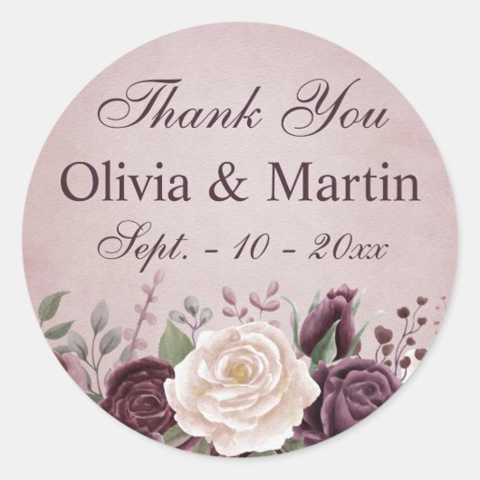 Vintag Dusty Rose Bouquet Runder Aufkleber (Vorderseite)