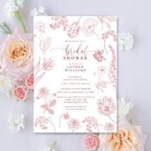 Vintag Dusty Rose Floral Script Brautparty