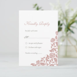 Vintag Dusty Rose Lace Wedding RSVP Karte