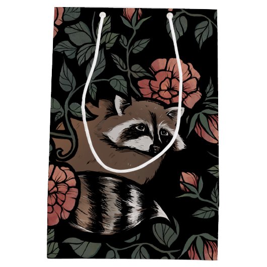 Vintag Dusty Rose Raccoons Mittlere Geschenktüte (Rückseite)