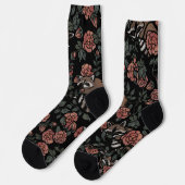 Vintag Dusty Rose Raccoons Socken (Linkes Detail)