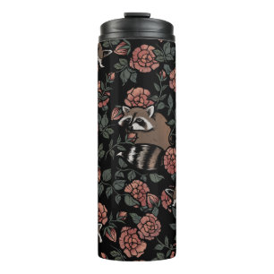 Vintag Dusty Rose Raccoons Thermosbecher