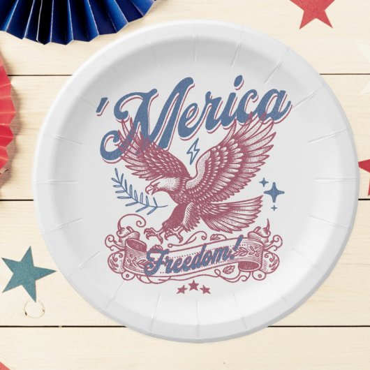 Vintag Eagle Patriotic America Pappteller
