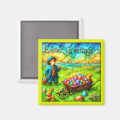 ~ VINTAG EASTER Boy ~ Ostereier ~ Magnet (Vorderseite/Rückseite)