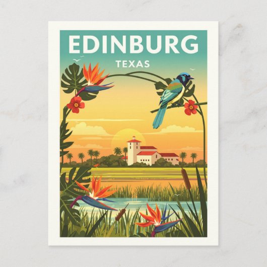 Vintag Edinburg Texas Postkarte (Vorderseite)
