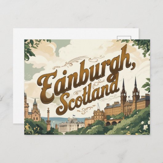 Vintag Edinburgh Charm Postkarte (Vorne/Hinten)