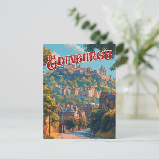 Vintag Edinburgh Postkarte (Stehend Vorderseite)