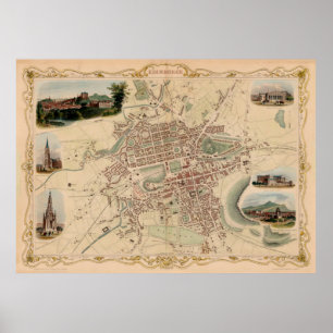 Vintag Edinburgh Scotland Map (1851) Poster