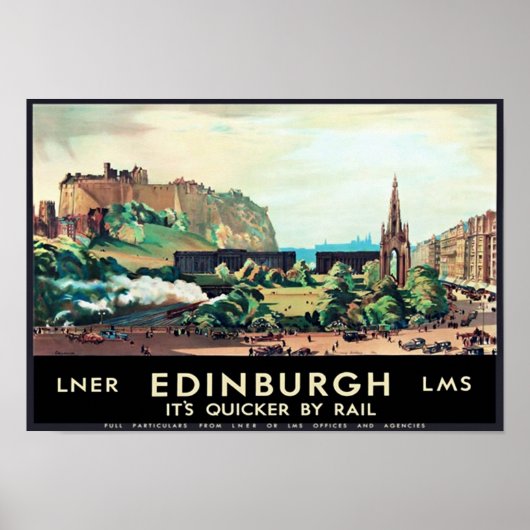 Vintag Edinburgh Scotland Travel Poster (Vorne)