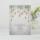 Vintag Edison Lights White Brick Botanisches Party Einladung (Stehend Vorderseite)