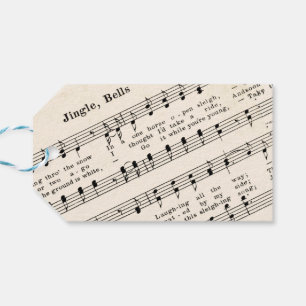 Vintag Edition 1850 Jingle Bells Sheet Music Tag Geschenkanhänger