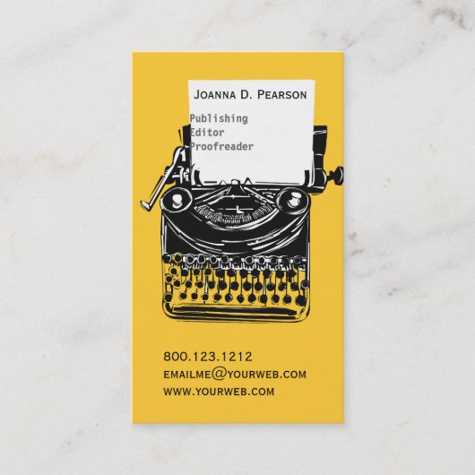 Vintag Editor Retro Coole Schreibmaschine Visitenkarte (Vorderseite)